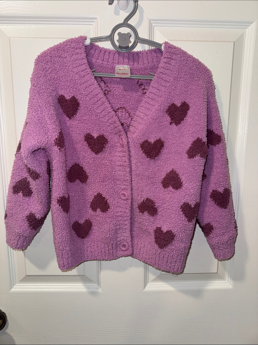 Hanna Andersson Purple Heart fuzzy cardigan Size 4